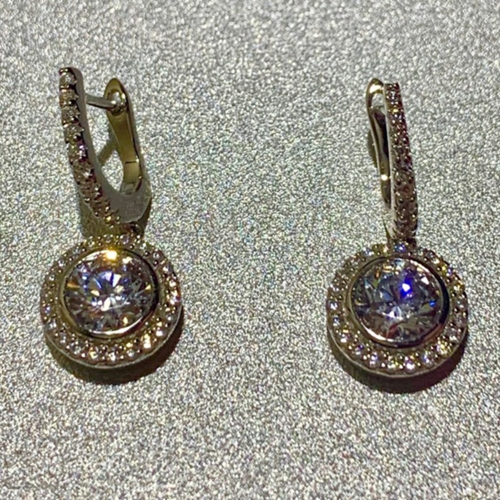 CZ Round Drop Earrings